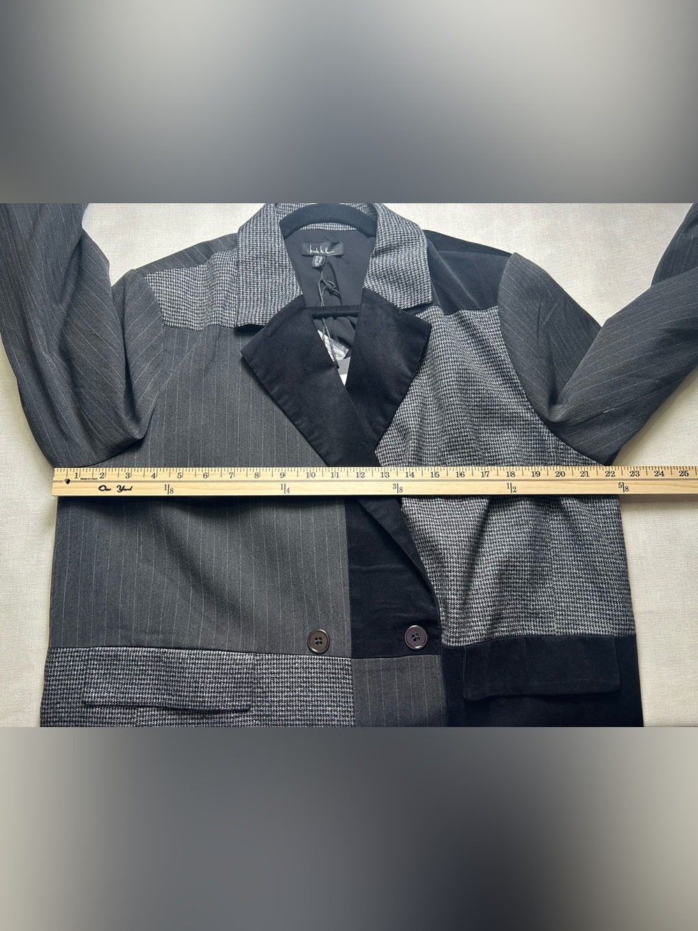 Nicole Miller Mixed Media Patchwork Double Breasted Blazer Womens XL NWT #C189 - Picture 7 of 9